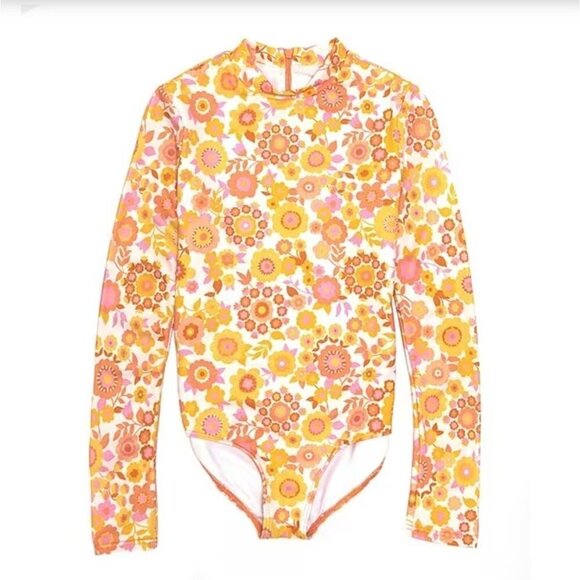 Billabong Girls Swimsuit Sz 14 Wildflower Long Sleeve One Piece UPF 50 Rashguard - Picture 4 of 10
